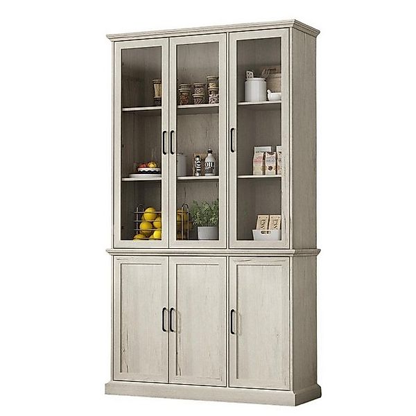 FUFU&GAGA Küchenbuffet 180*80*40cm, MDF+Glas, Weiß günstig online kaufen