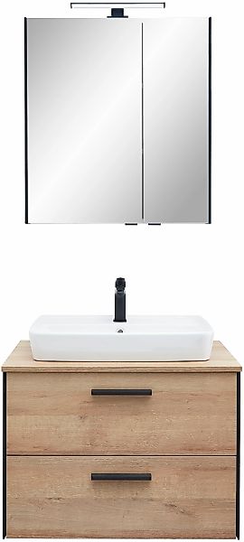 Saphir Badmöbel-Set "Quickset 395 2-teilig, Keramik-Aufsatzbecken mit LED-S günstig online kaufen