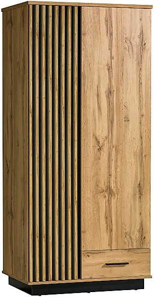 Compleo Kleiderschrank eiche wotan/schwarz, zwei Türen günstig online kaufen