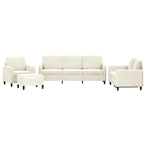 vidaXL 4-Tlg Sofagarnitur Creme Samt 3201952 günstig online kaufen