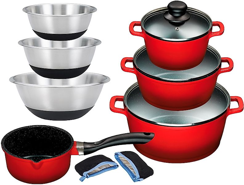 KING Topf-Set Set, je 1 Kochtopf 16/20/24 cm, 1 Stieltopf 16 cm, 3 Schüssel günstig online kaufen