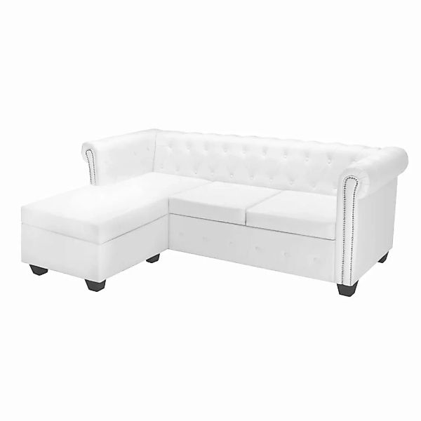 Chesterfield Sofa In L-form Kunstleder Weiß günstig online kaufen