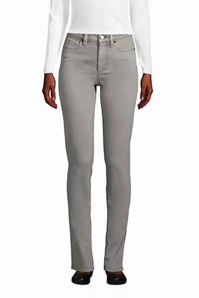 Straight Fit Öko Jeans Mid Waist, Damen, Größe: 42 34 Normal, Grau, Baumwol günstig online kaufen