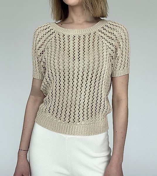 Zuckerwatte Ajourpullover modisch kurz aus 100% Baumwolle günstig online kaufen