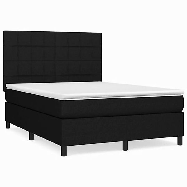 furnicato Bettgestell Boxspringbett mit Matratze Schwarz 140x190 cm Stoff ( günstig online kaufen