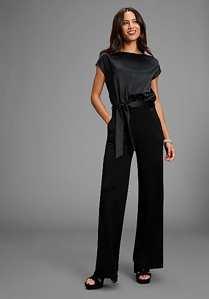 Laura Scott Jumpsuit aus glänzendem Satin mit bequemer Jersey-Hose günstig online kaufen