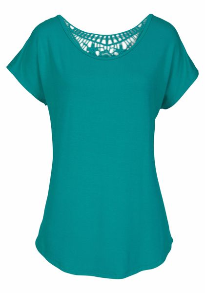 LASCANA Strandshirt mit Spitzeneinsatz, T-Shirt, lockere günstig online kaufen
