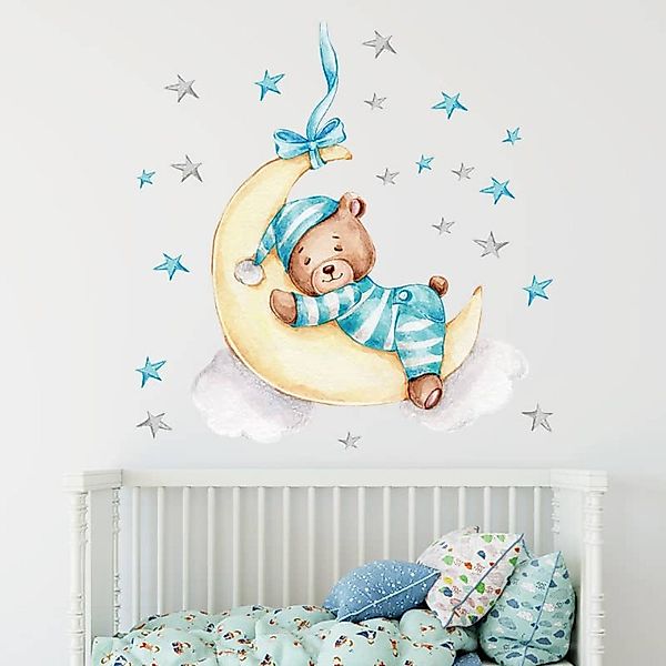 Montegoni Wandtattoo Wandtattoo Babybär auf dem Mond, 60 x 40 cm, Abziehbar günstig online kaufen