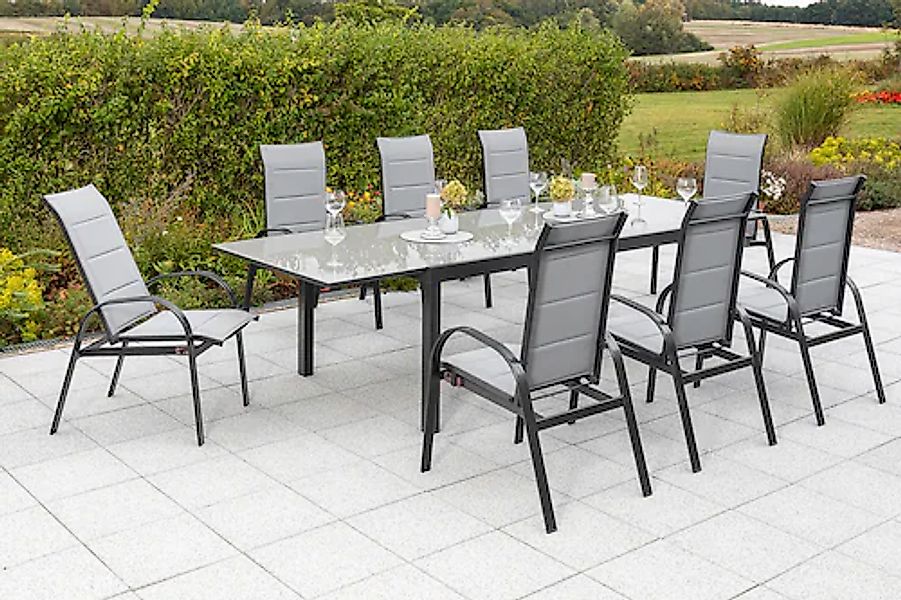 MERXX Garten-Essgruppe »Marini« 9 Stk. tlg. 8 Klappsessel, ausziehbarer Tis günstig online kaufen