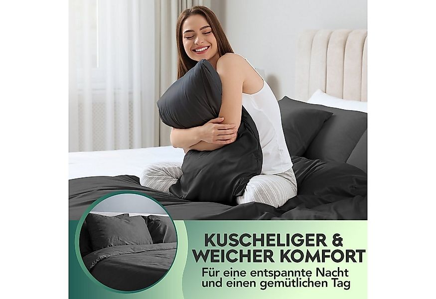 Slummer Bettwäsche 100 % Baumwolle 135x200 oder 155x220 cm grau - anthrazit günstig online kaufen