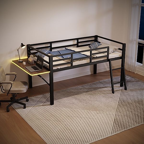 Flieks Hochbett Metallbett Kinderbett 90x200cm mit günstig online kaufen