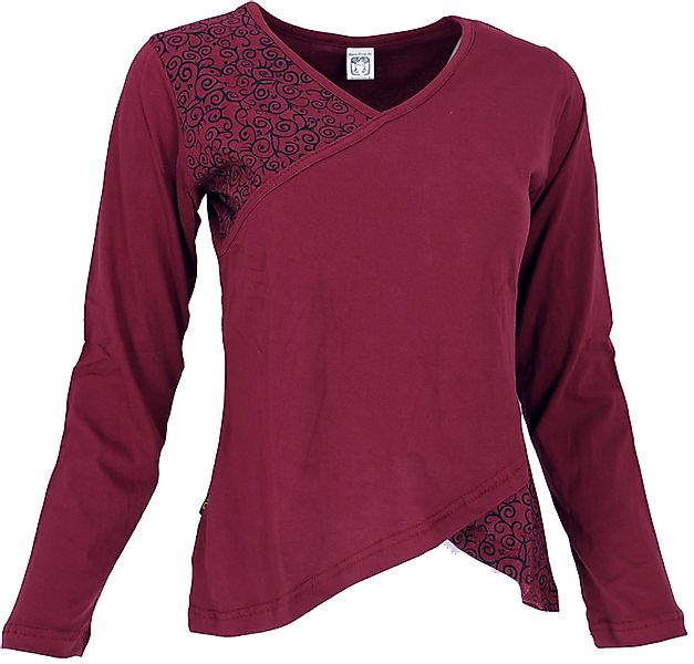 Guru-Shop Longsleeve Langarmshirt Boho-chic - weinrot günstig online kaufen