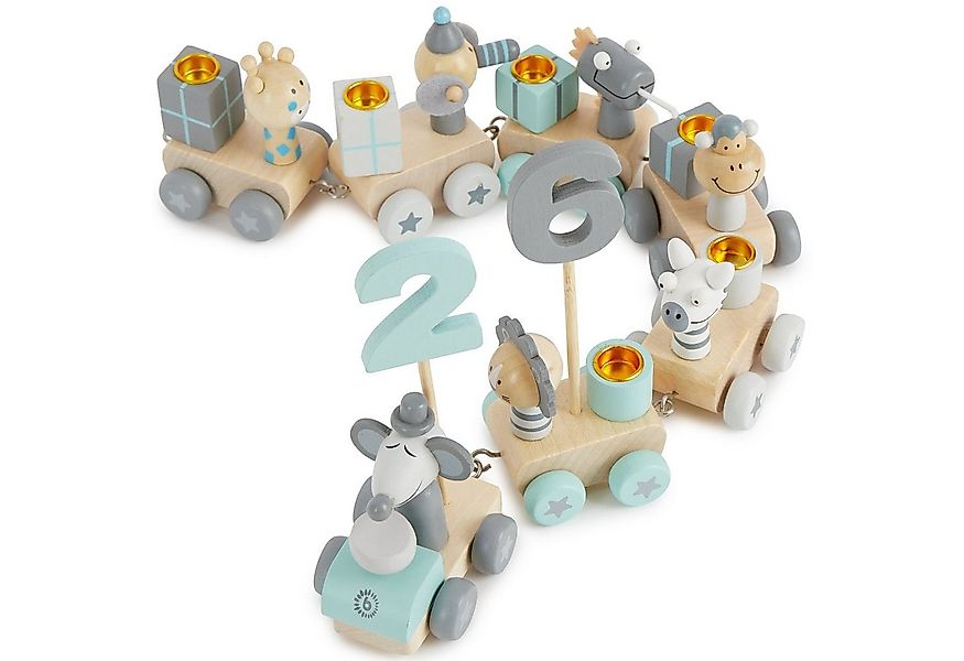 BIECO Kerzenhalter Bieco Holz Geburtstagszug Scandi Look 0-99 Jahre Zahlenz günstig online kaufen