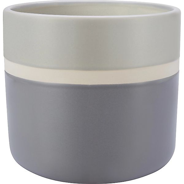 Pflanztopf Keramik Grau-Weiß Gestreift Glänzend Ø 10,5 x 9,5 cm günstig online kaufen