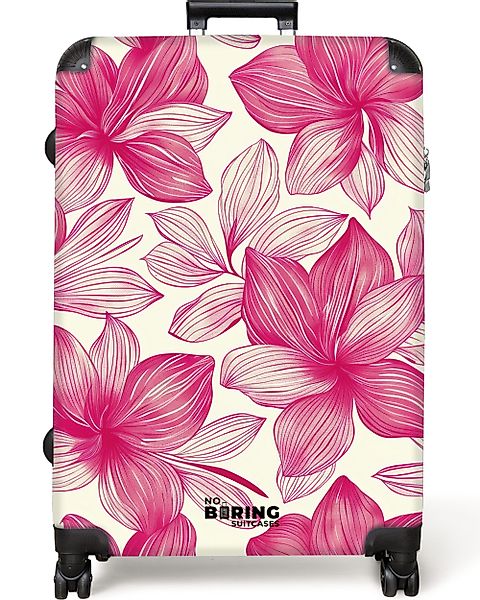 NoBoringSuitcases.com© Hartschalen-Trolley Weiß mit rosa Blüten günstig online kaufen
