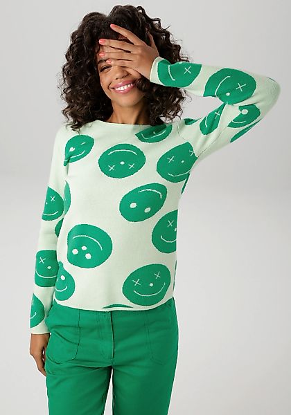 Aniston CASUAL Strickpullover, mit eingestrickten Smileys günstig online kaufen