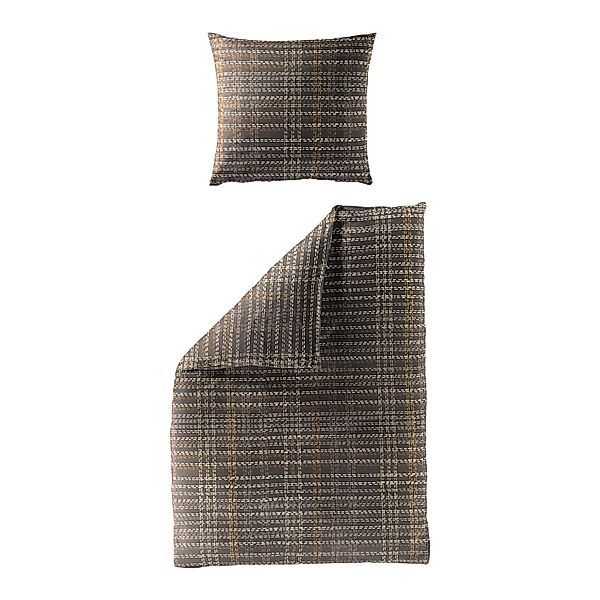Bettwäsche Bierbaum Biber 4143-80 braun natur kariert 135x200 günstig online kaufen