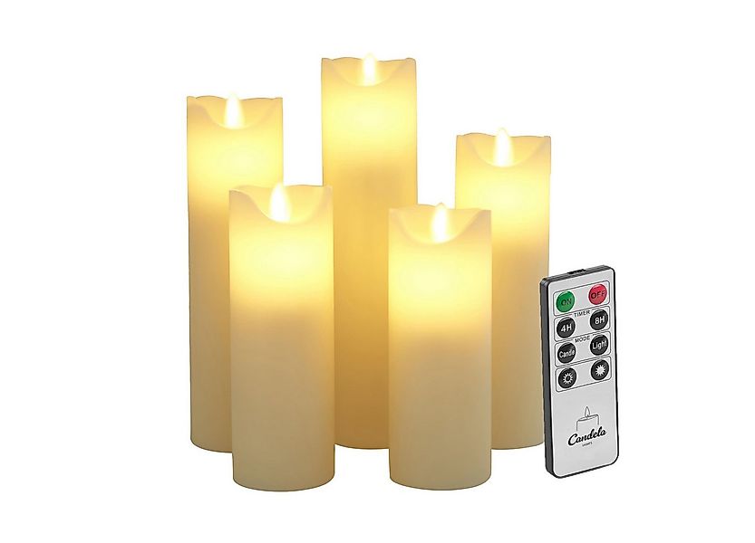 LC Home LED-Kerze Set Echtwachskerze Timerfunktion Fernbedienung LED Kerzen günstig online kaufen