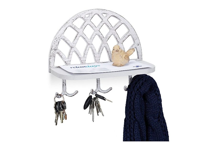 relaxdays Schlüsselbrett mit Ablage, weiß günstig online kaufen