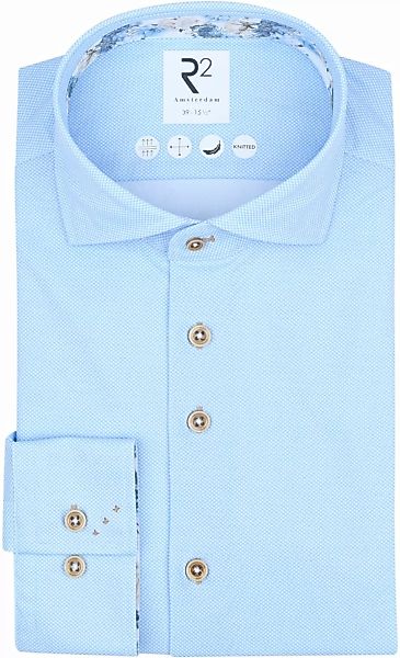 R2 Knitted Piqué Hemd Hellblau - Größe 43 günstig online kaufen