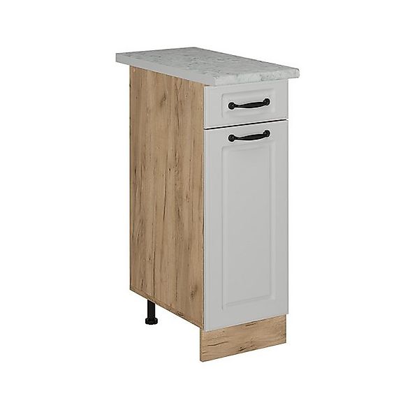 Vicco Unterschrank R-Line, Weiß Landhaus/Goldkraft Eiche, 30 cm AP Marmor günstig online kaufen