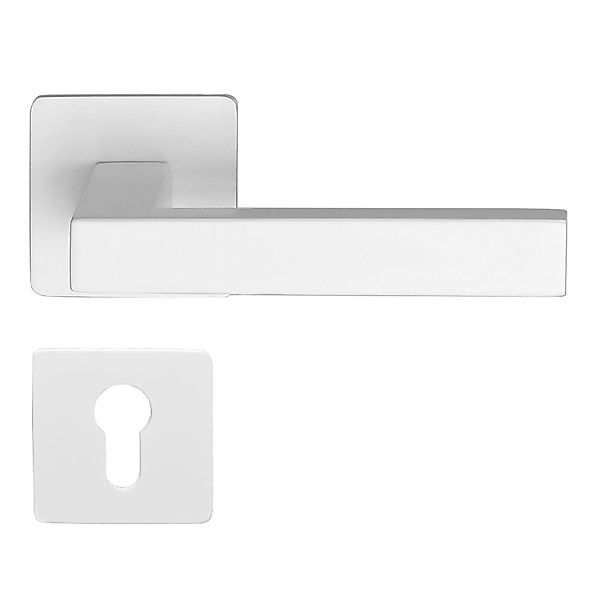 MeinTürgriff Drückergarnitur Trento Flachrosette Weiß Türdrücker Eckig PZ günstig online kaufen