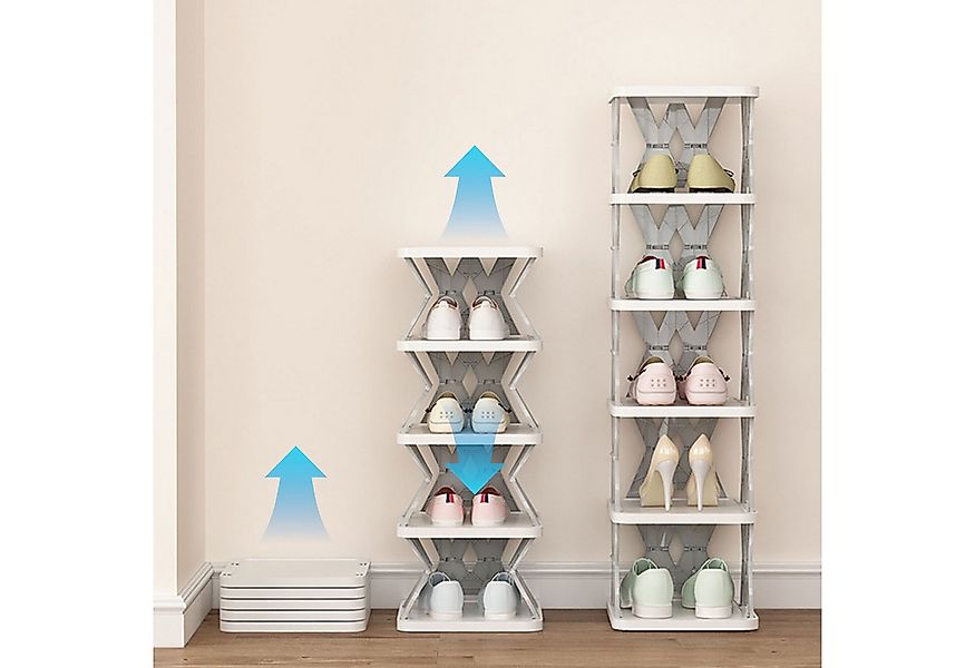 TWSOUL Schuhregal 6-lagiges, montagefreies, faltbares Schuhregal, Abnehmbar günstig online kaufen