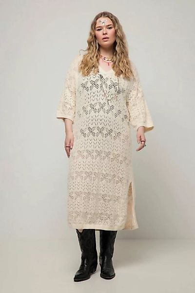 Studio Untold Sommerkleid Strickkleid oversized Ajourstrick V-Ausschnitt günstig online kaufen