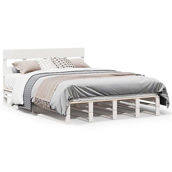 vidaXL Massivholzbett ohne Matratze Weiß 120x190 cm Kiefernholz 3302310 günstig online kaufen