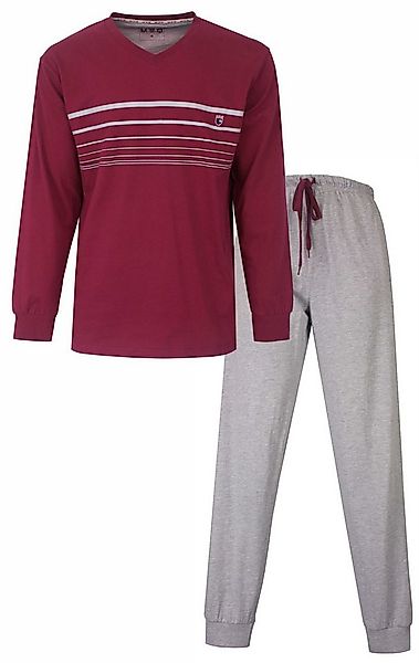 M.E.Q. Schlafanzug Modischer Herren Pyjama lang mit Bündchen (2 tlg) Baumwo günstig online kaufen
