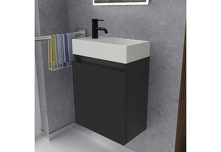 Alpenberger Badmöbel-Set Gäste WC Waschbecken mit Unterschrank - Badschrank günstig online kaufen