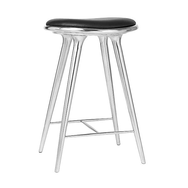 Mater - Barhocker Gestell Aluminium H 69cm - aluminium/schwarz/Sitzfläche L günstig online kaufen