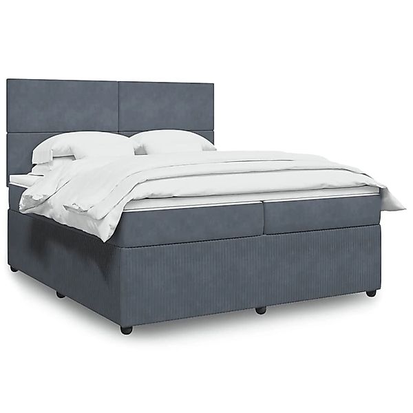 vidaXL Boxspringbett mit Matratze Dunkelgrau 200x200 cm Samt 3294725 günstig online kaufen