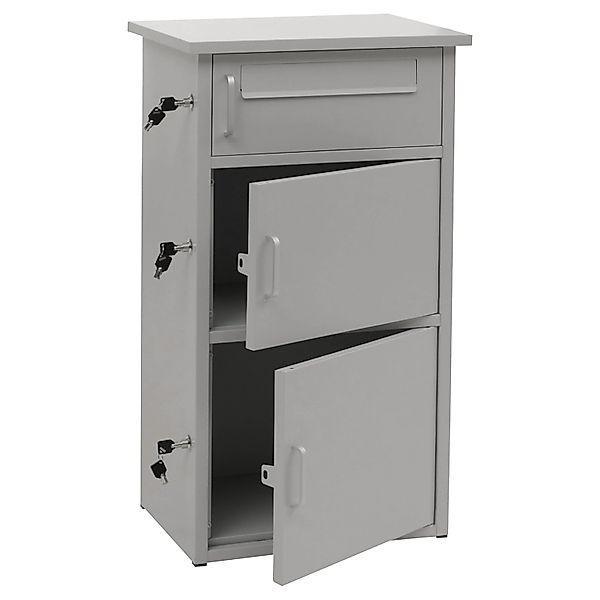 PROREGAL Paketkasten Mit 3 Fächern HxBxT 89x49x38cm Stahl Grau Paketbox Pak günstig online kaufen