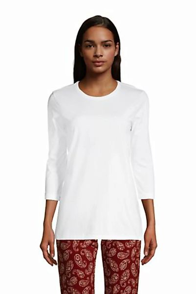 Supima-Shirt mit 3/4-Ärmeln in Petite-Größe, Damen, Größe: M Petite, Weiß, günstig online kaufen