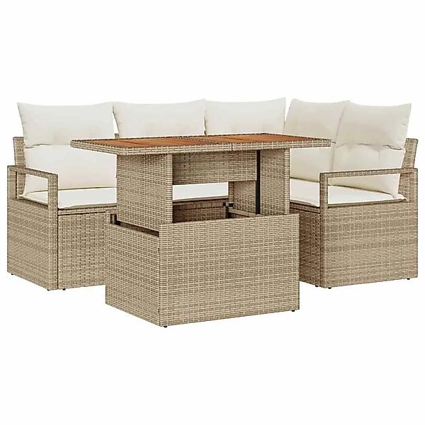 vidaXL Garten Essgruppe mit Kissen mit Speicher 5-Tlg Beige und Creme 33497 günstig online kaufen