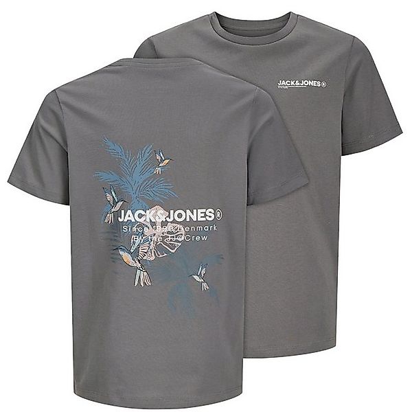 Jack & Jones Rundhalsshirt Große Größen T-Shirt grau Rückenprint JJHAWAII J günstig online kaufen