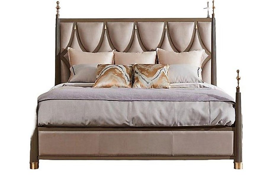 JVmoebel Bett Polster Doppel Hotel Betten Schlaf Zimmer Holz 180x200cm Brau günstig online kaufen