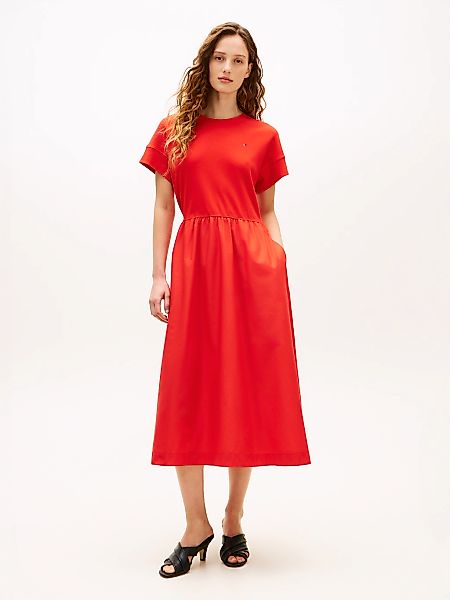 Tommy Hilfiger A-Linien-Kleid "CODY MIX MEDIA C-NK MIDI DRESS" günstig online kaufen