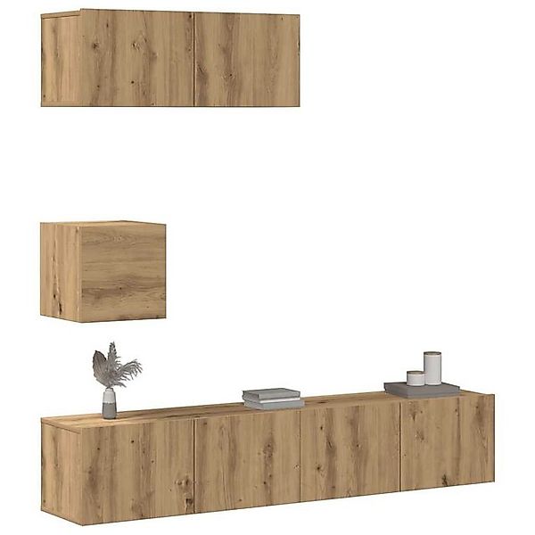 vidaXL Schrankmodule 4-tlg. TV-Schrank-Set Wandmontage Artisan-Eiche Holzwe günstig online kaufen