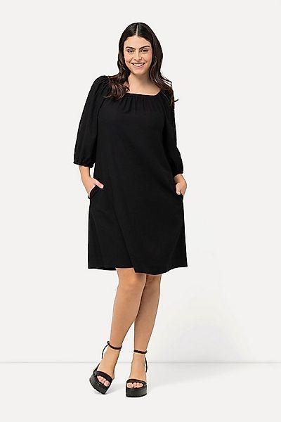 Ulla Popken Midikleid Midikleid Leinenmix A-Linie Carree-Ausschnitt günstig online kaufen