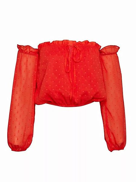 Freshlions Dirndlbluse Schulterfreie Bluse in rot - S Rüschen, keine Angabe günstig online kaufen