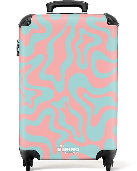 NoBoringSuitcases.com© Hartschalen-Trolley Rosa mit blauem abstraktem günstig online kaufen