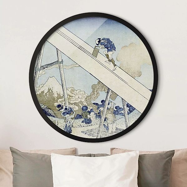 Rundes Gerahmtes Bild Katsushika Hokusai - In den Totomi Bergen günstig online kaufen