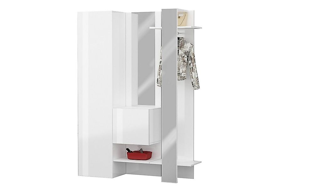freiraum Kompaktgarderobe Anzio in Weiß Hochglanz - 140x191x35cm (BxHxT) günstig online kaufen