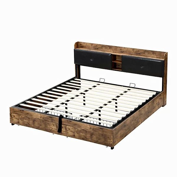 REDOM Metallbett Hydraulikbett Doppelbett (180 x 200cm), mit Lattenrost ohn günstig online kaufen