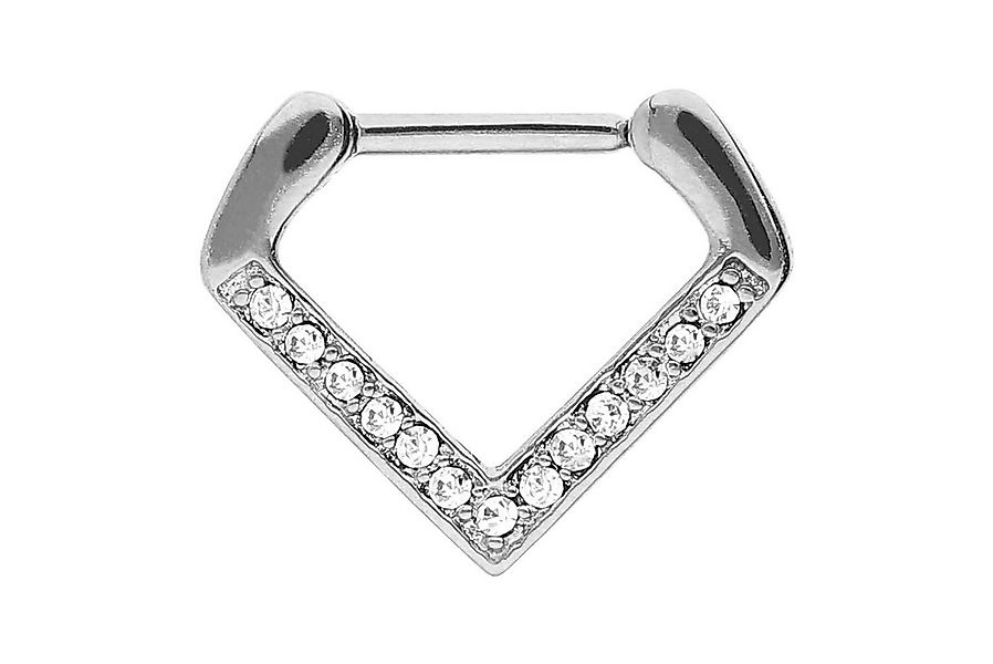 PIERCINGLINE Nasenpiercing Chirurgenstahl Clicker KRISTALLE + V-Form Ohrpie günstig online kaufen
