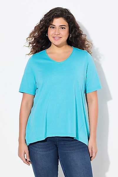 Ulla Popken Longshirt T-Shirt A-Linie V-Ausschnitt günstig online kaufen