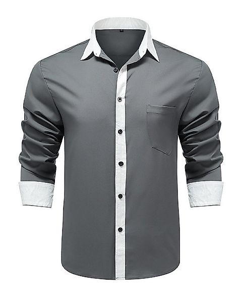 Allthemen Langarmhemd mit Stickmuster Kontrast Langarmhemd Regular Fit günstig online kaufen