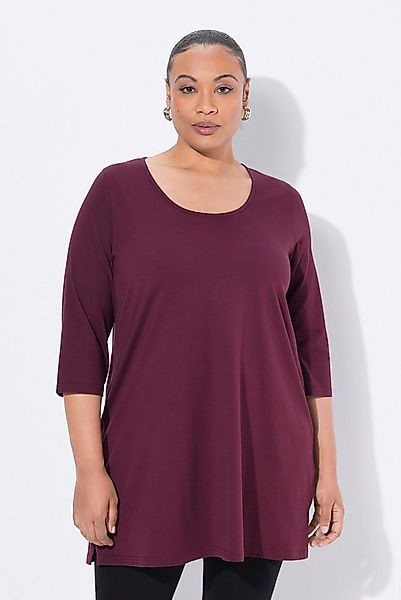 Ulla Popken Longshirt Longshirt A-Linie Rundhalsausschnitt 3/4-Arm günstig online kaufen